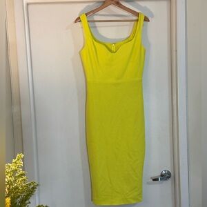 Dress the Population Vibrant Yellow Midi Dress w Sweetheart Neckline